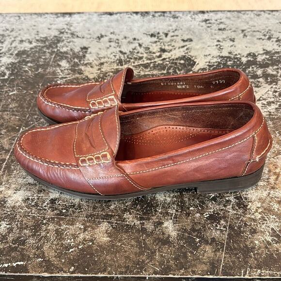 Mens Cole Haan Brown Leather Loafers w/Contrast Stitching Size 10.5 - Picture 2 of 6